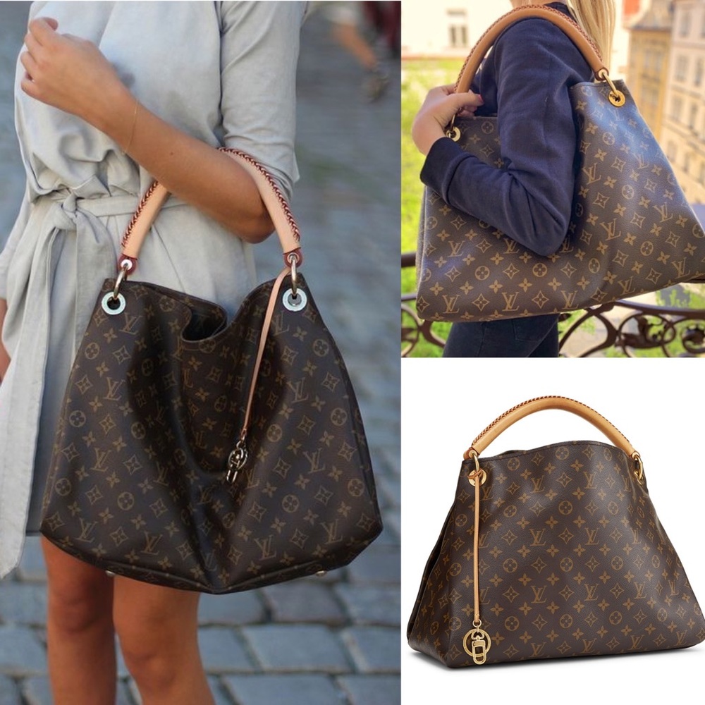 Louis Vuitton Monogram Canvas Hobo Tote in Brown with Vachetta Trim